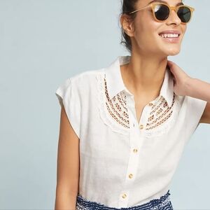 Maeve linen crochet top Sz S